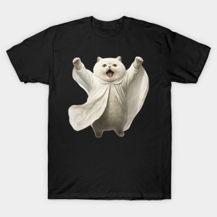 Funny Cute Ghost Kitty - Adorable Spooky Cat Art T-Shirt